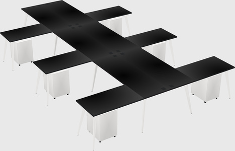 Shared l-shaped office desk system
