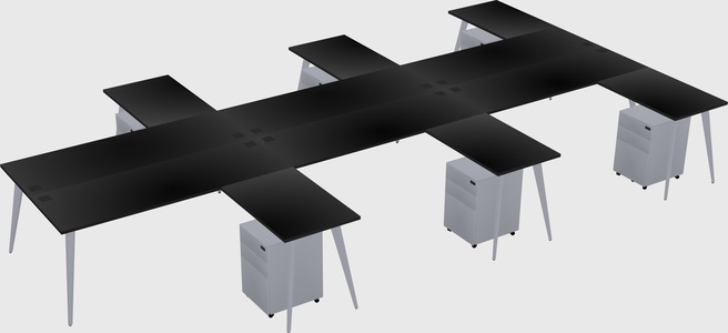 Shared l-shaped office desk system