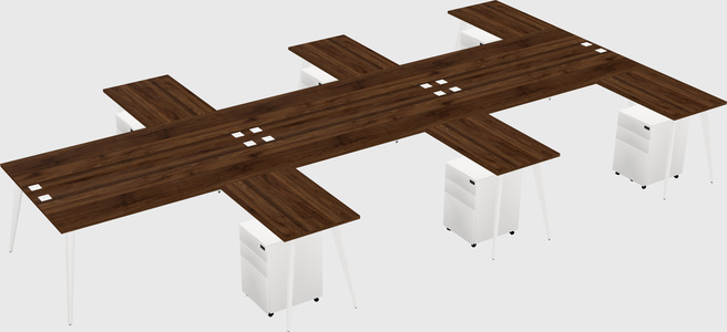 Shared l-shaped office desk system