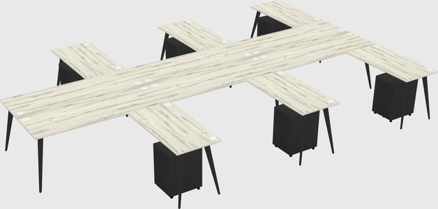Shared l-shaped office desk system