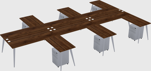 Shared l-shaped office desk system