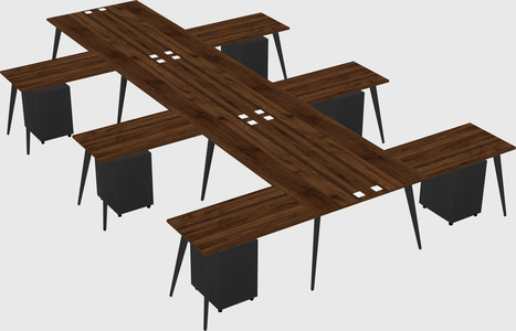 Shared l-shaped office desk system