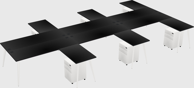 Shared l-shaped office desk system