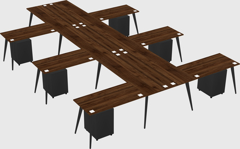 Shared l-shaped office desk system