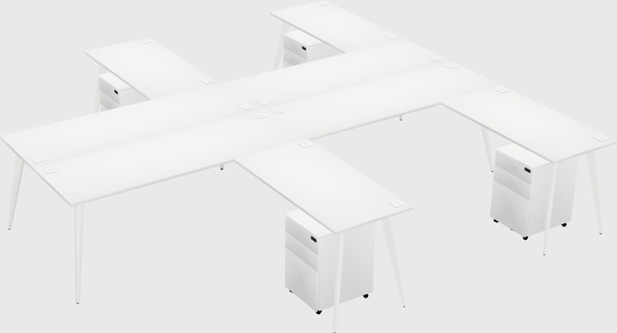 Shared l-shaped office desk system
