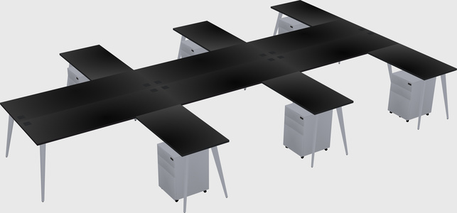 Shared l-shaped office desk system
