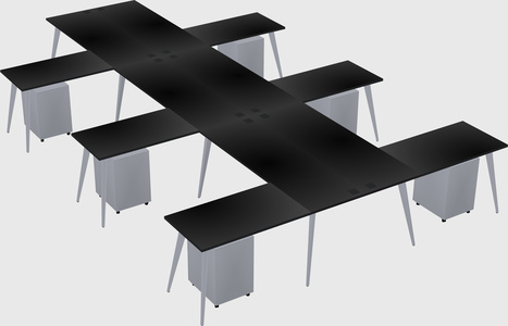 Shared l-shaped office desk system