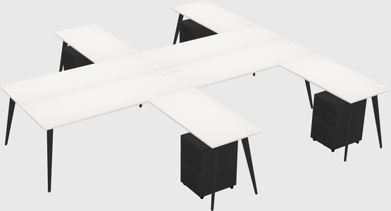 Shared l-shaped office desk system