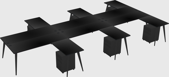 Shared l-shaped office desk system