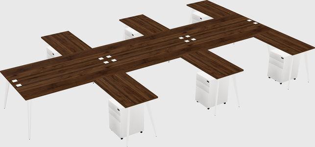 Shared l-shaped office desk system
