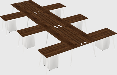 Shared l-shaped office desk system