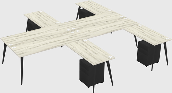 Shared l-shaped office desk system