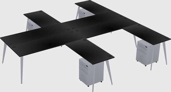 Shared l-shaped office desk system