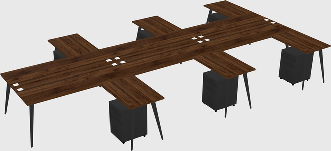 Shared l-shaped office desk system