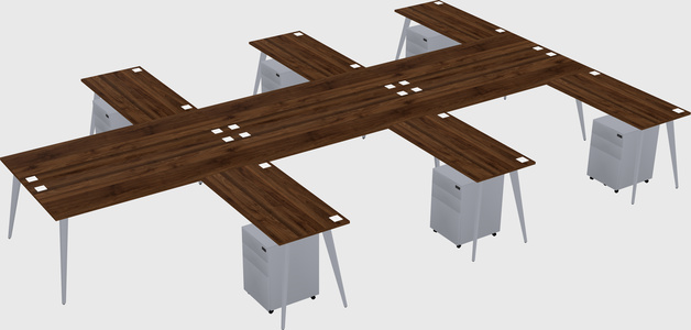 Shared l-shaped office desk system
