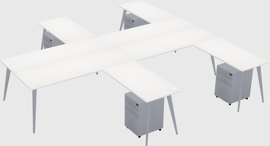 Shared l-shaped office desk system