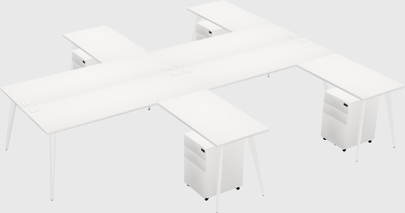 Shared l-shaped office desk system
