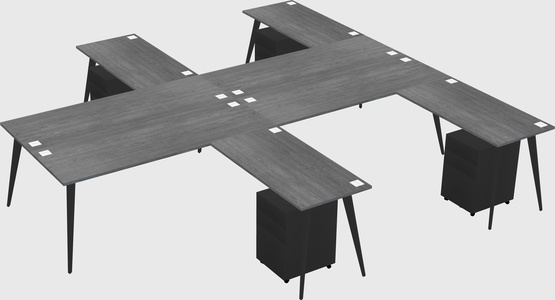 Shared l-shaped office desk system