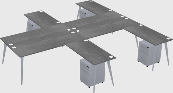 Shared l-shaped office desk system