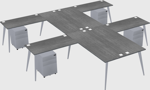 Shared l-shaped office desk system