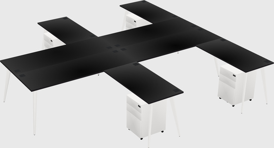 Shared l-shaped office desk system