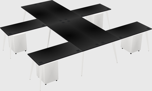 Shared l-shaped office desk system