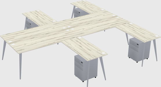 Shared l-shaped office desk system