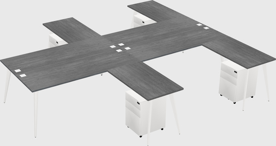 Shared l-shaped office desk system