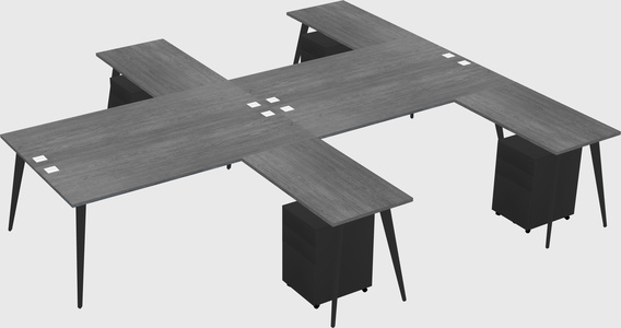 Shared l-shaped office desk system