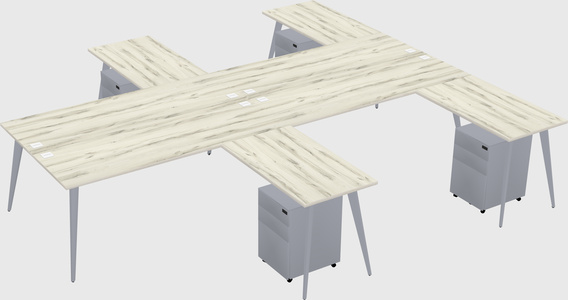 Shared l-shaped office desk system