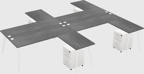 Shared l-shaped office desk system