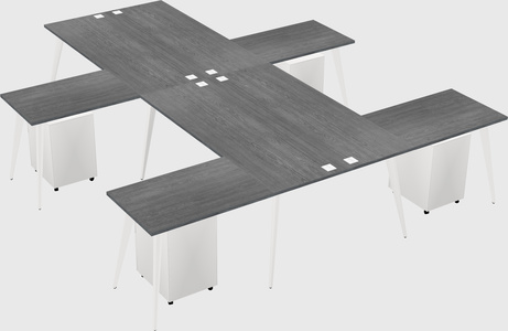 Shared l-shaped office desk system