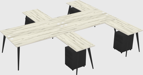 Shared l-shaped office desk system