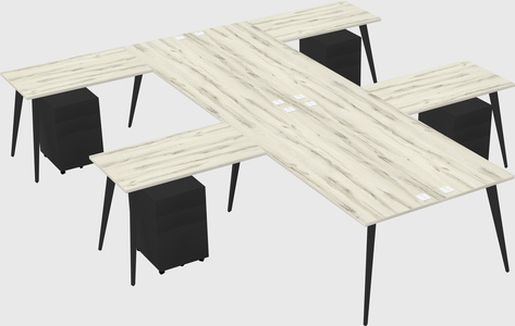 Shared l-shaped office desk system