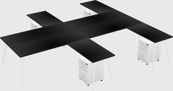Shared l-shaped office desk system