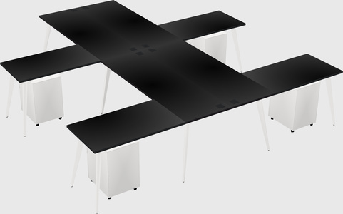 Shared l-shaped office desk system
