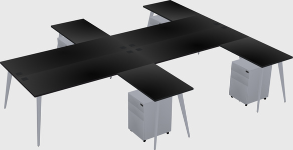 Shared l-shaped office desk system