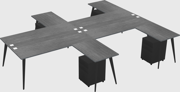 Shared l-shaped office desk system