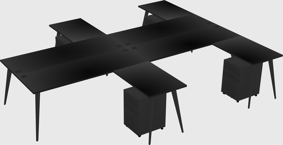 Shared l-shaped office desk system
