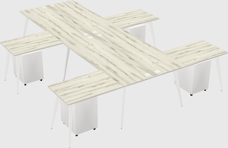 Shared l-shaped office desk system
