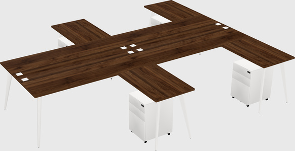 Shared l-shaped office desk system