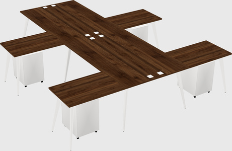 Shared l-shaped office desk system