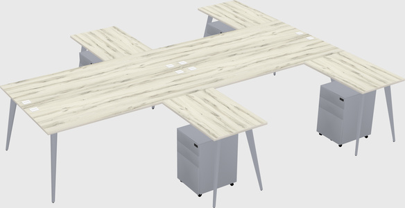 Shared l-shaped office desk system