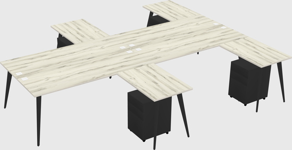 Shared l-shaped office desk system