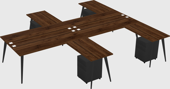 Shared l-shaped office desk system
