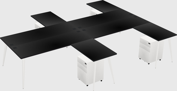 Shared l-shaped office desk system