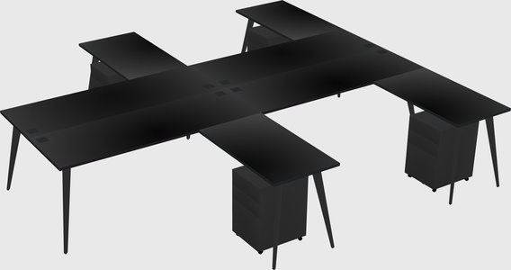 Shared l-shaped office desk system