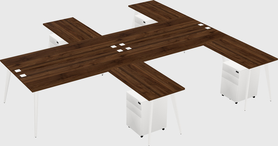 Shared l-shaped office desk system