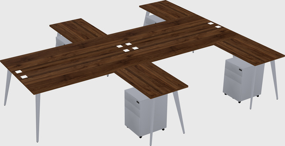 Shared l-shaped office desk system