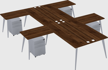 Shared l-shaped office desk system